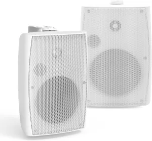 Herdio 5.25" Passive Outdoor Speakers Waterproof Wired, 300W Wall Mount Speakers with Superior Sound,Dual Swivel Brackets for Patio/Deck/Backyard (Pair, White)