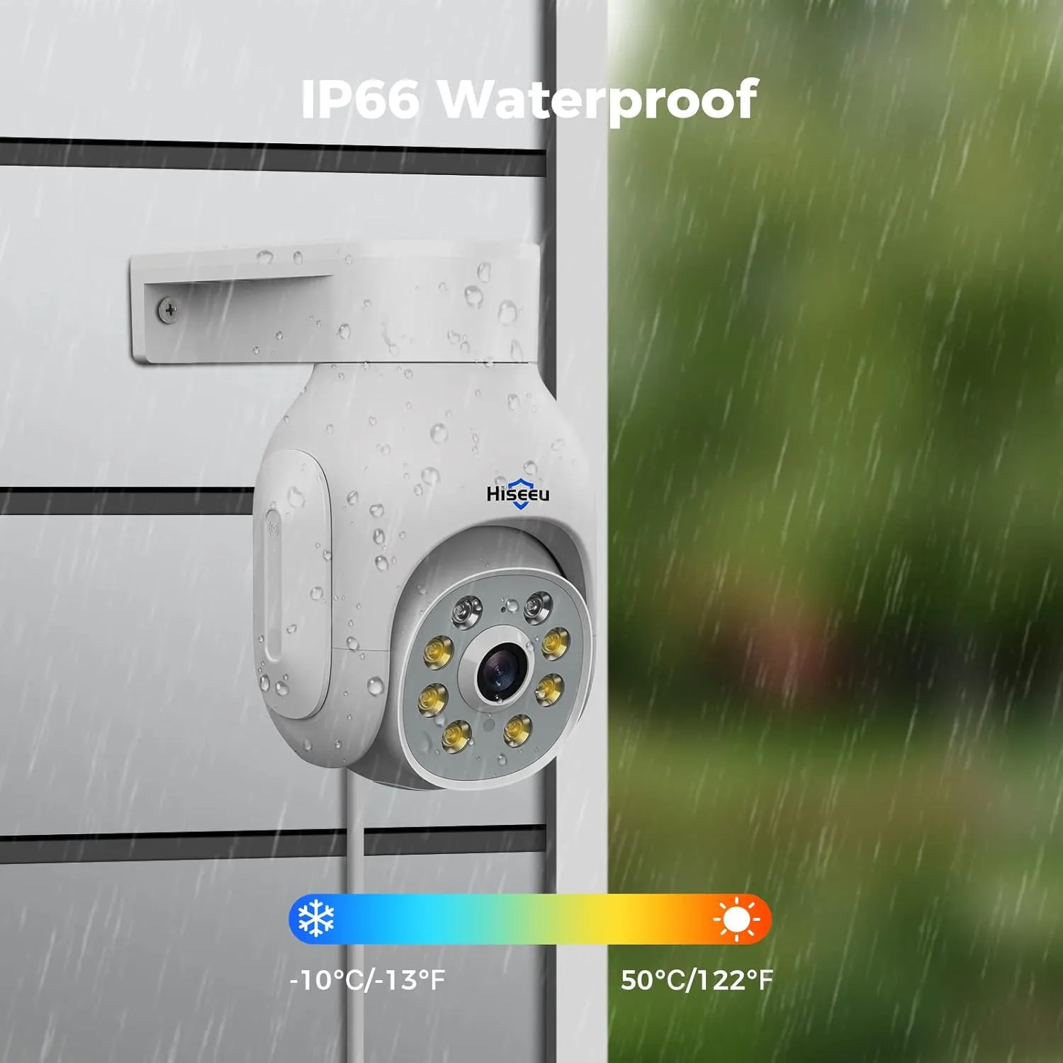 Hiseeu Wireless Camera Outdoor, 5MP WiFi Security Camera Color Night Vision, Pan/Tilt, Auto Tracking, Motion Detection, Siren/Light Alarm, 2-Way Audio, IP66 Waterproof, No Monthly Fee