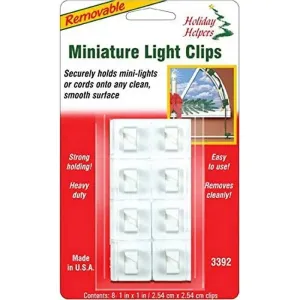 Holiday Helpers Removeable Miniture Light Clips - White - 8 Pack