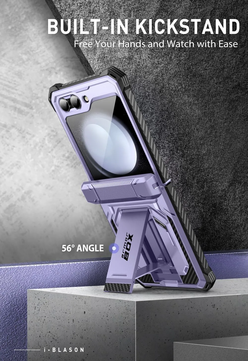 i-Blason for Samsung Galaxy Z Flip 5 Case with Stand, [Built-in Screen Protector] [Hinge Protection], Full-Body Protection Magnetic Phone Case for Galaxy Z Flip 5, Mauve