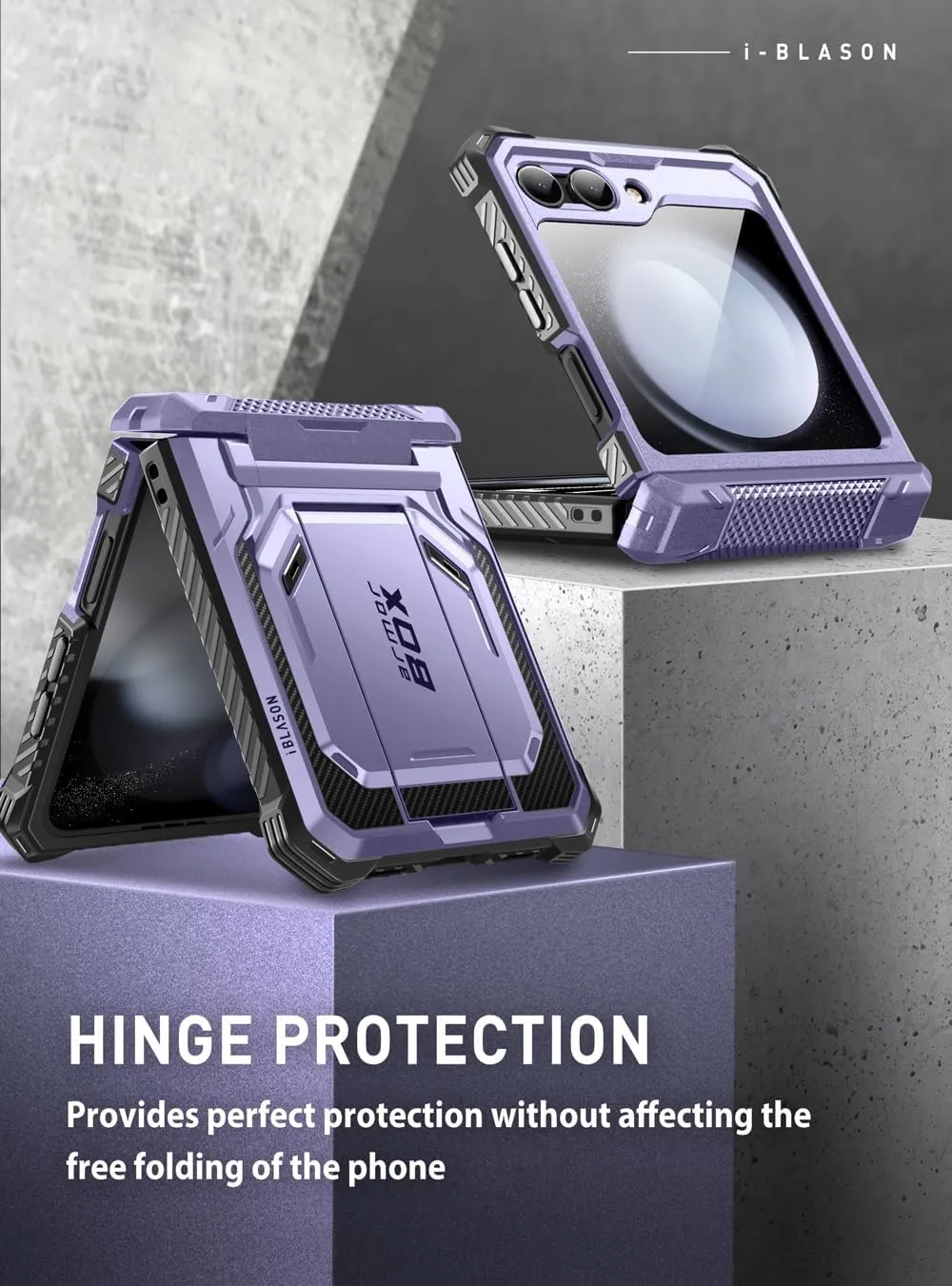 i-Blason for Samsung Galaxy Z Flip 5 Case with Stand, [Built-in Screen Protector] [Hinge Protection], Full-Body Protection Magnetic Phone Case for Galaxy Z Flip 5, Mauve