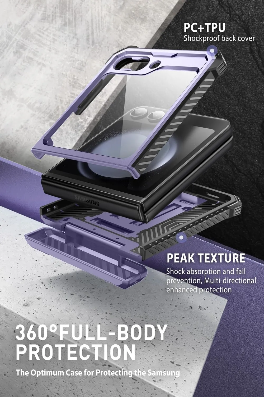 i-Blason for Samsung Galaxy Z Flip 5 Case with Stand, [Built-in Screen Protector] [Hinge Protection], Full-Body Protection Magnetic Phone Case for Galaxy Z Flip 5, Mauve