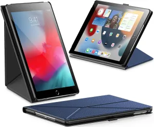 INFILAND Case for iPad 6th / 5th Generation (2018/2017) iPad 9.7 Inch case, iPad Air 2 / Air 1  Magnetic Origami Slim Cover with Pencil Holder, Multi-Angle Stand, Auto Wake/Sleep (Navy)