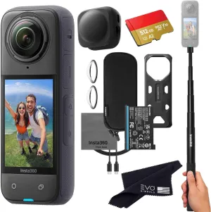 Insta360 X4 Basic Bundle-8K Waterproof 360 Action Camera with 1/2" 48MP Sensors, 8K 360 HDR Video, 72MP 360 Photo, 4K Single-Lens |Bundle Includes Selfie Stick, Lens Cap (512GB)