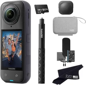 Insta360 X5 Travel Bundle-8K Waterproof 360 Action Camera with 1/1.28" 48MP Sensors, 8K 360 HDR Video, 72MP 360 Photo, 4K Single-Lens |Bundle Includes Travel Case, Selfie Stick, Lens Cap (128GB)