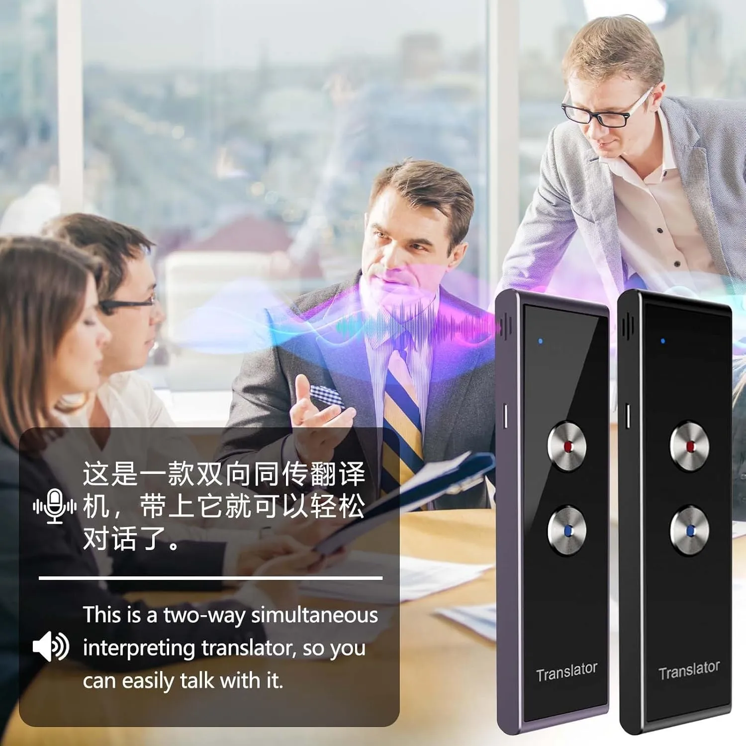Intelligent Voice Translator with 137 Multi Language Translations Smart Translation Stick Bluetooth Voice Translator High Accuracy Quickly Obtain The Translation for Travel, Business (Black)