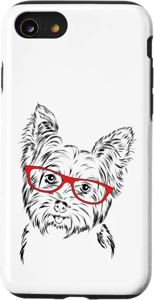 iPhone SE (2020) / 7 / 8 Cute Nerdy Red Glasses Yorkie Lover Case