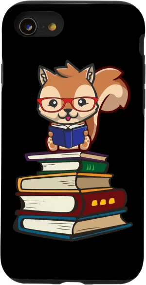 iPhone SE (2020) / 7 / 8 Funny Read Books Glasses Hipster Kawaii Kids Squirrel Lover Case