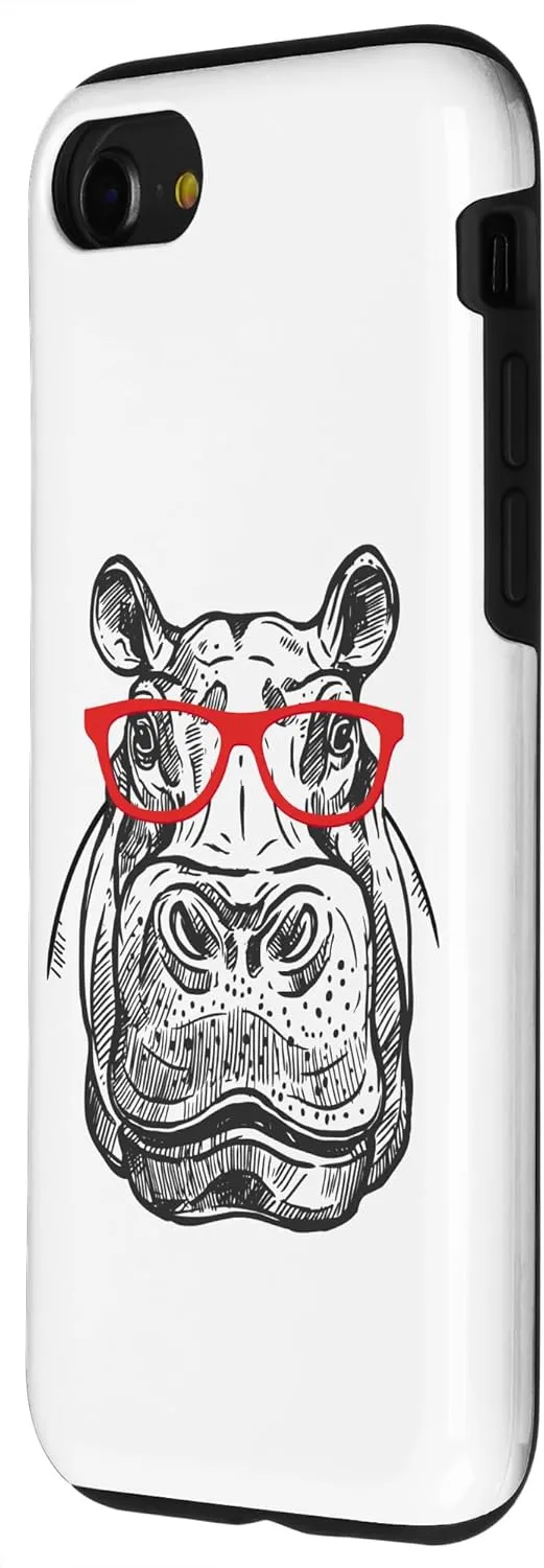 iPhone SE (2020) / 7 / 8 Retro Vintage Red Glasses Hipster Hippo Lover Case