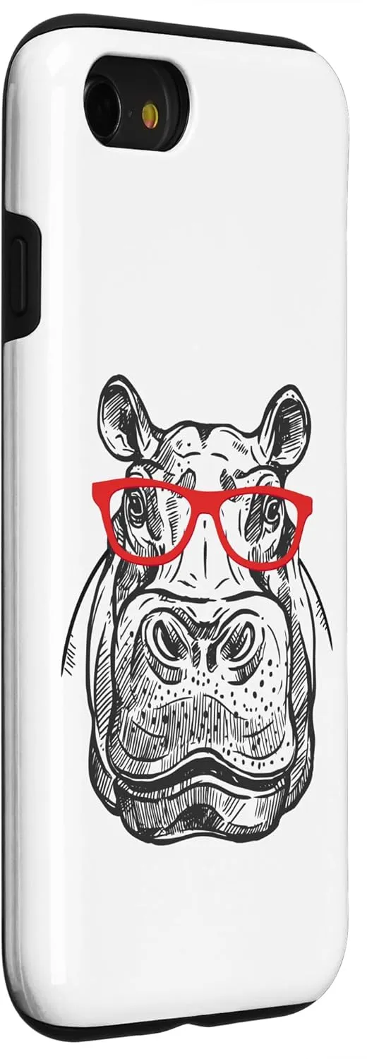 iPhone SE (2020) / 7 / 8 Retro Vintage Red Glasses Hipster Hippo Lover Case