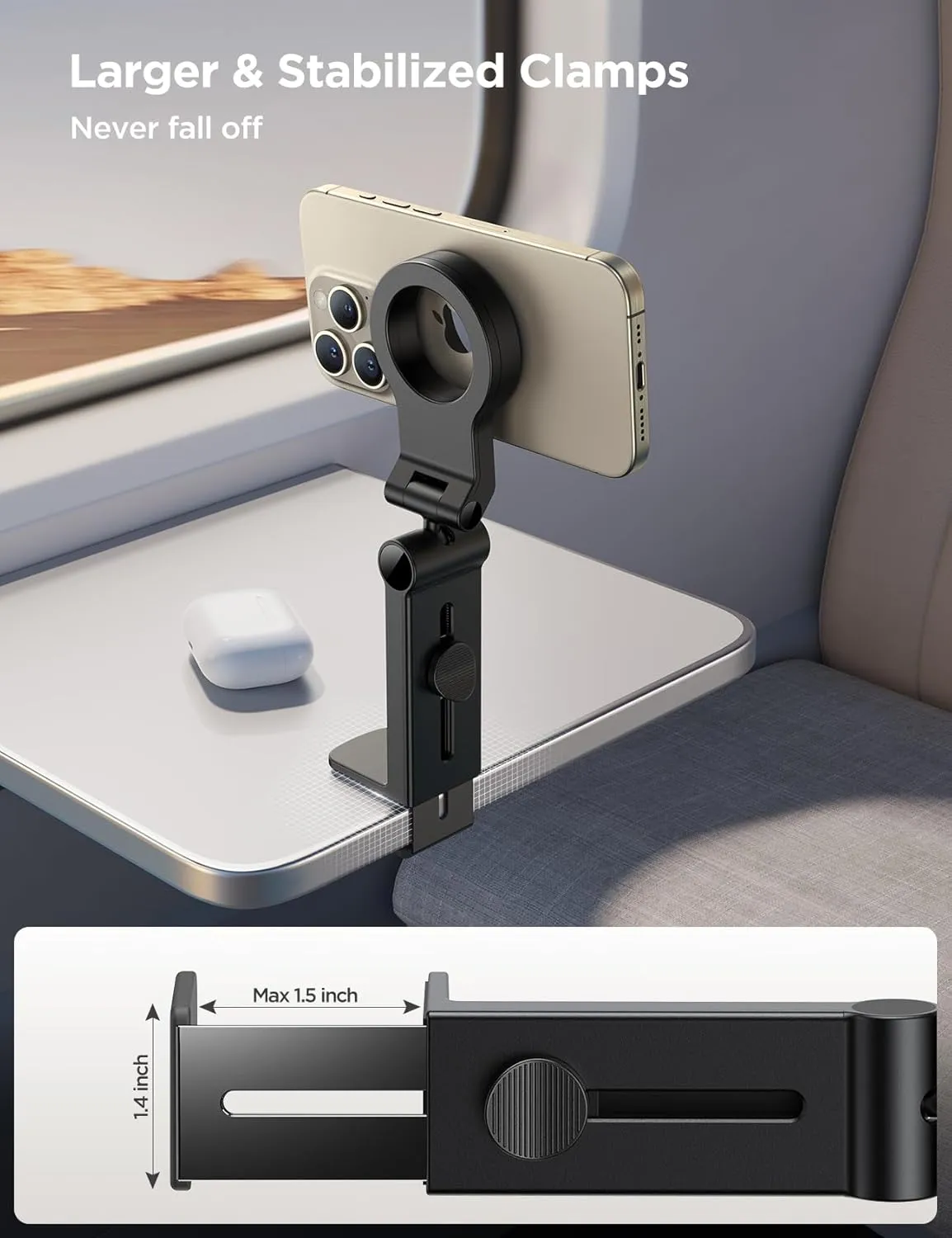 JOYROOM for Magsafe Airplane Phone Holder Travel Essentials,Unlimited Scenery Hands-Free Plane Phone Holder, Airplane Travel Accessories for iPhone 16 Pro Max & Magsafe Case