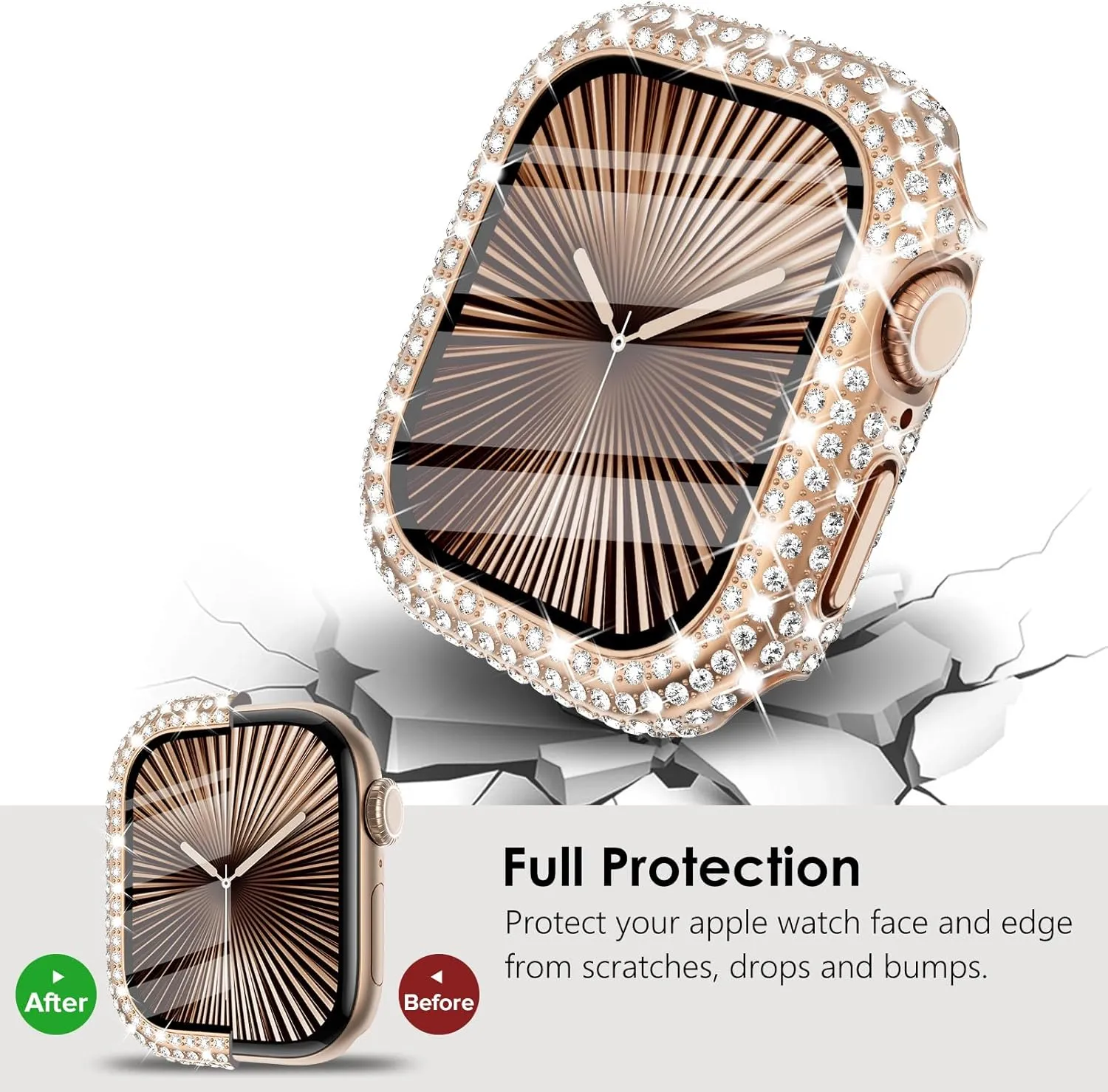 KADES Compatible for Apple Watch Series 10 Full Diamond Bling Protective Case with Built-in Screen Protector for Apple Watch 46mm iWatch Series 10 (46mm, Rose Gold)