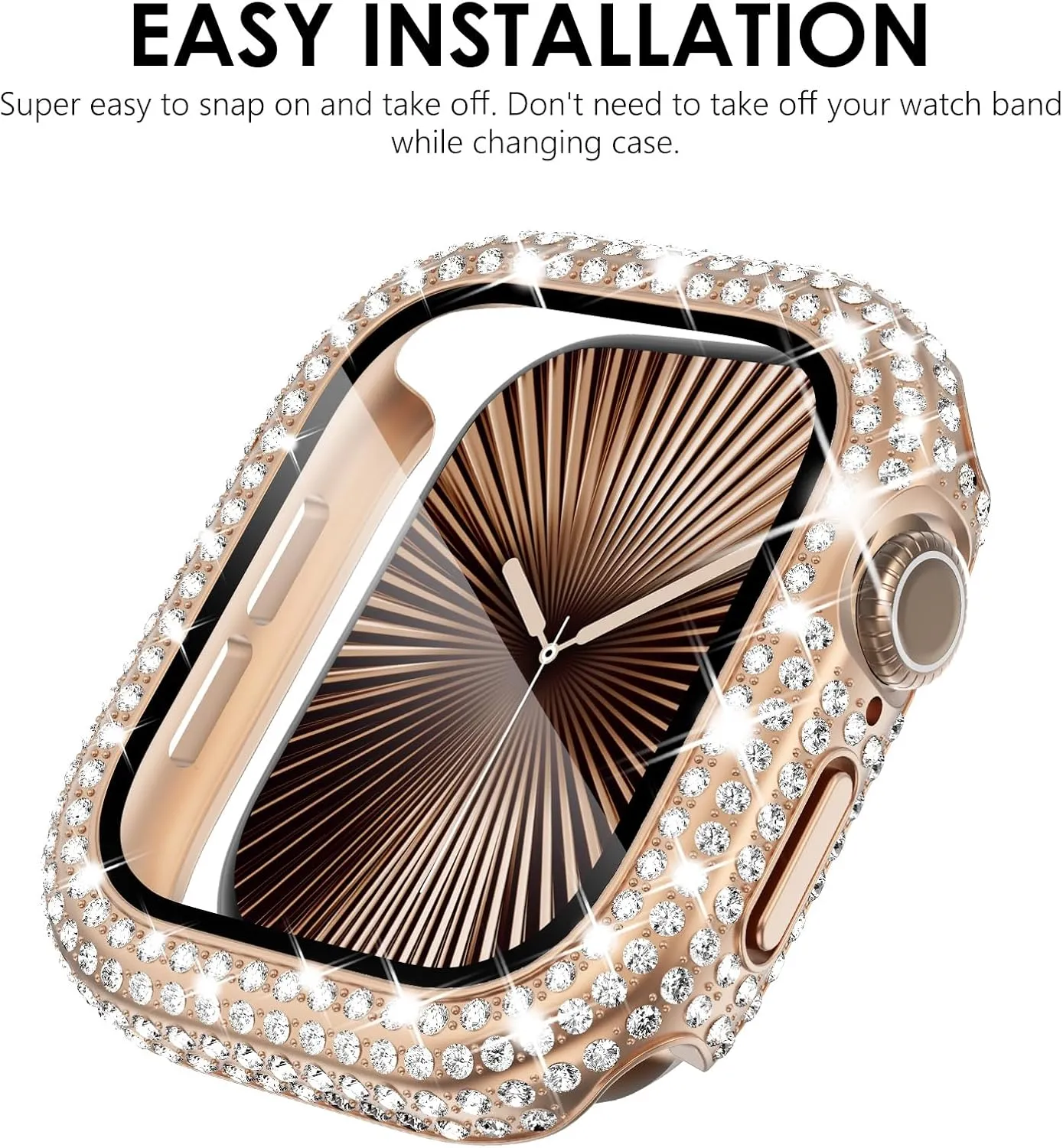 KADES Compatible for Apple Watch Series 10 Full Diamond Bling Protective Case with Built-in Screen Protector for Apple Watch 46mm iWatch Series 10 (46mm, Rose Gold)