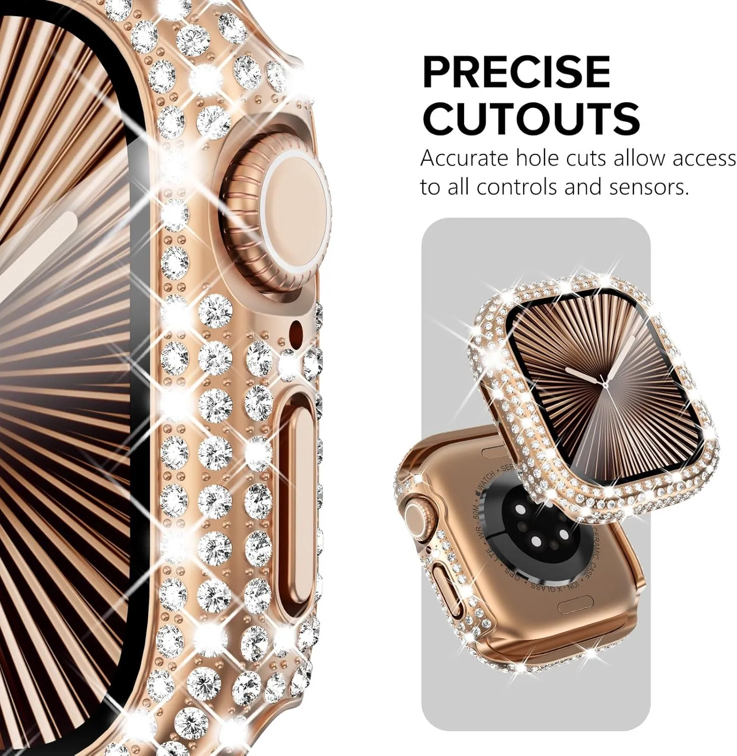 KADES Compatible for Apple Watch Series 10 Full Diamond Bling Protective Case with Built-in Screen Protector for Apple Watch 46mm iWatch Series 10 (46mm, Rose Gold)