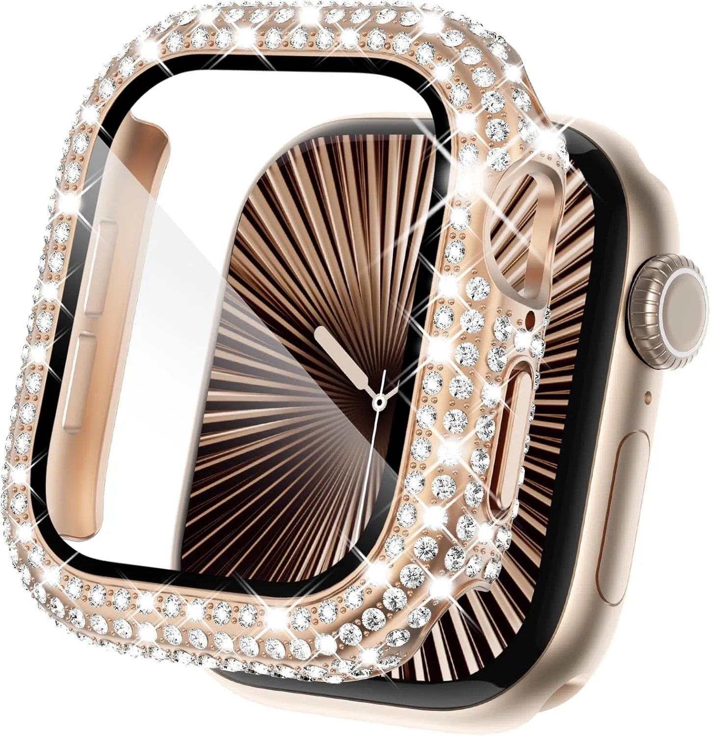 KADES Compatible for Apple Watch Series 10 Full Diamond Bling Protective Case with Built-in Screen Protector for Apple Watch 46mm iWatch Series 10 (46mm, Rose Gold)