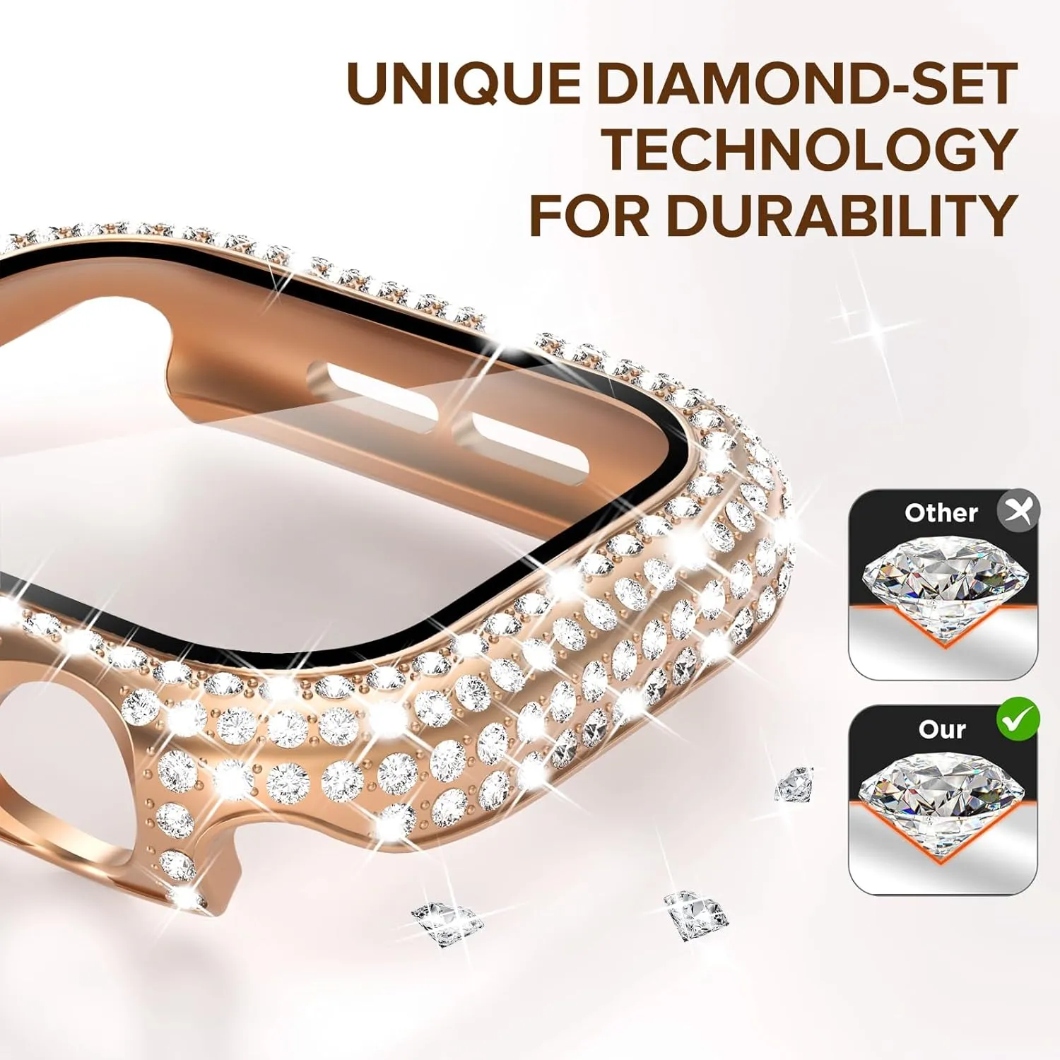 KADES Compatible for Apple Watch Series 10 Full Diamond Bling Protective Case with Built-in Screen Protector for Apple Watch 46mm iWatch Series 10 (46mm, Rose Gold)