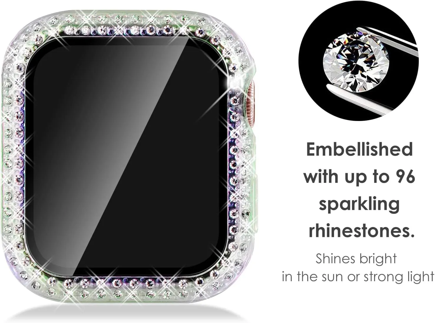 KADES Compatible for Bling Apple Watch Protective Case with Built-in Screen Protector for Apple Watch 38mm Series 3 2 1 (38mm, Elf)