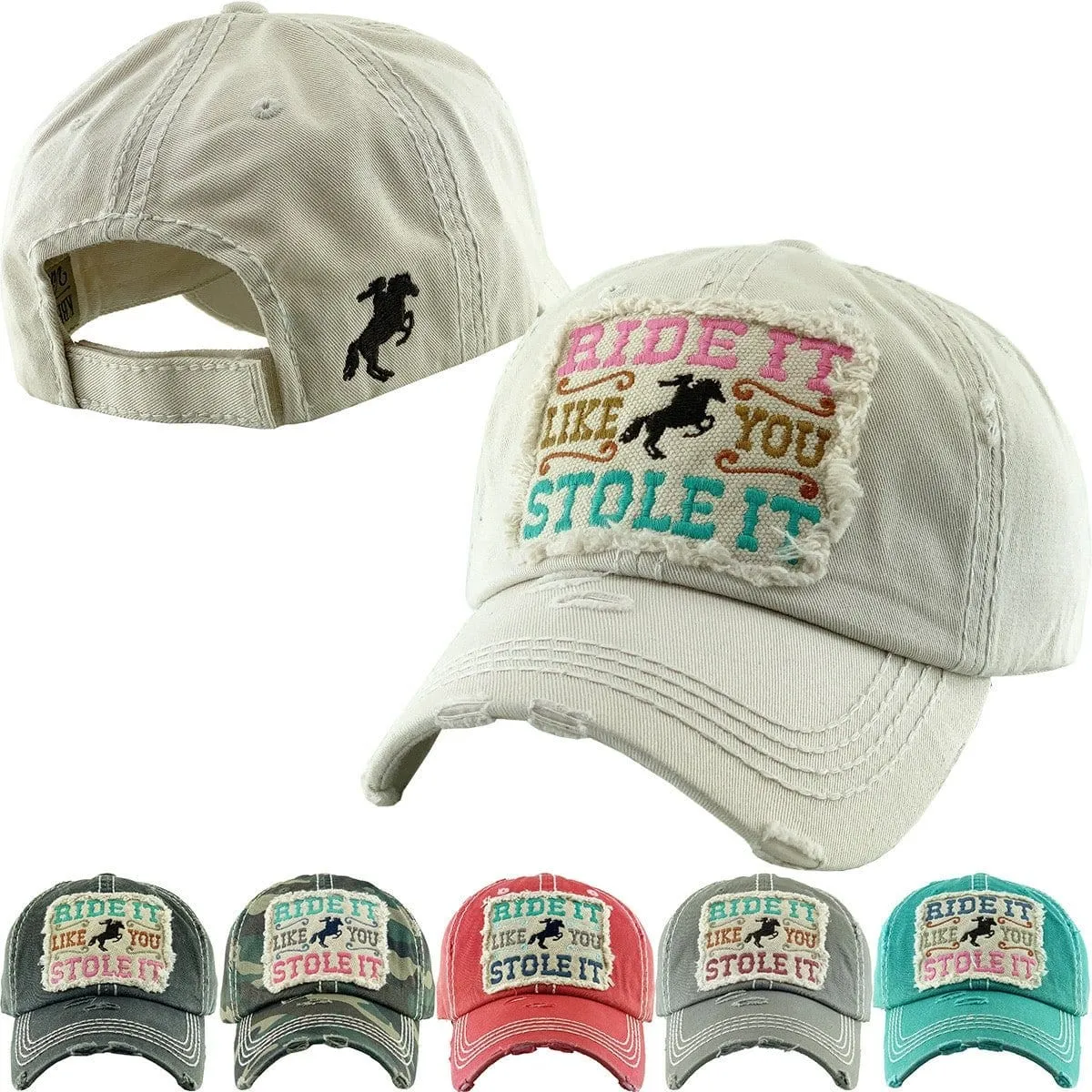 KBV1337 "Ride It Like You Stole It" Vintage Washed Baseball Cap