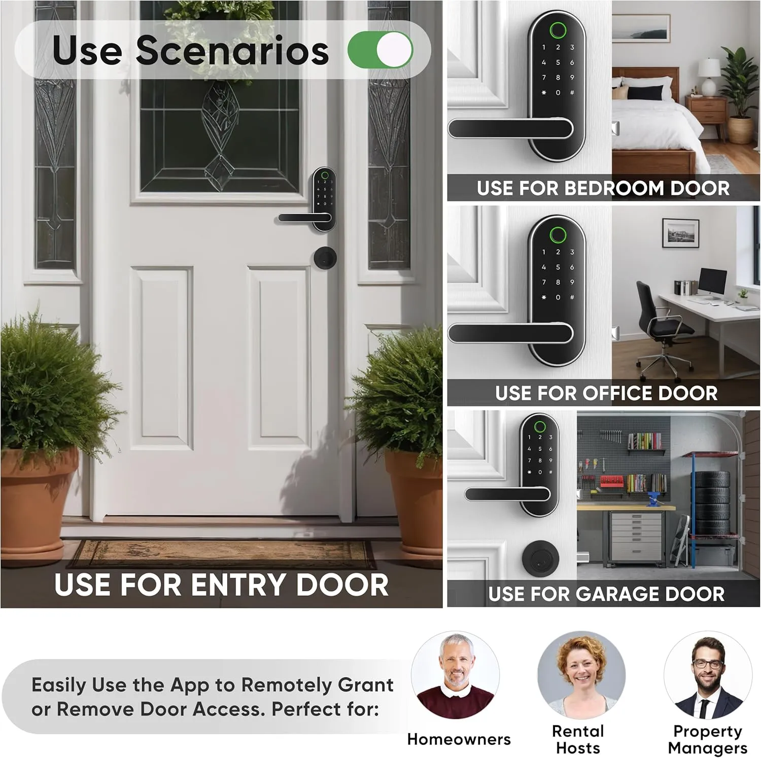 Keyless-Entry Fingerprint Digital Smart Lock: Electronic Door Lock with Code Passcode, Electric Door Knob, Biometric Door Handle (Silver)