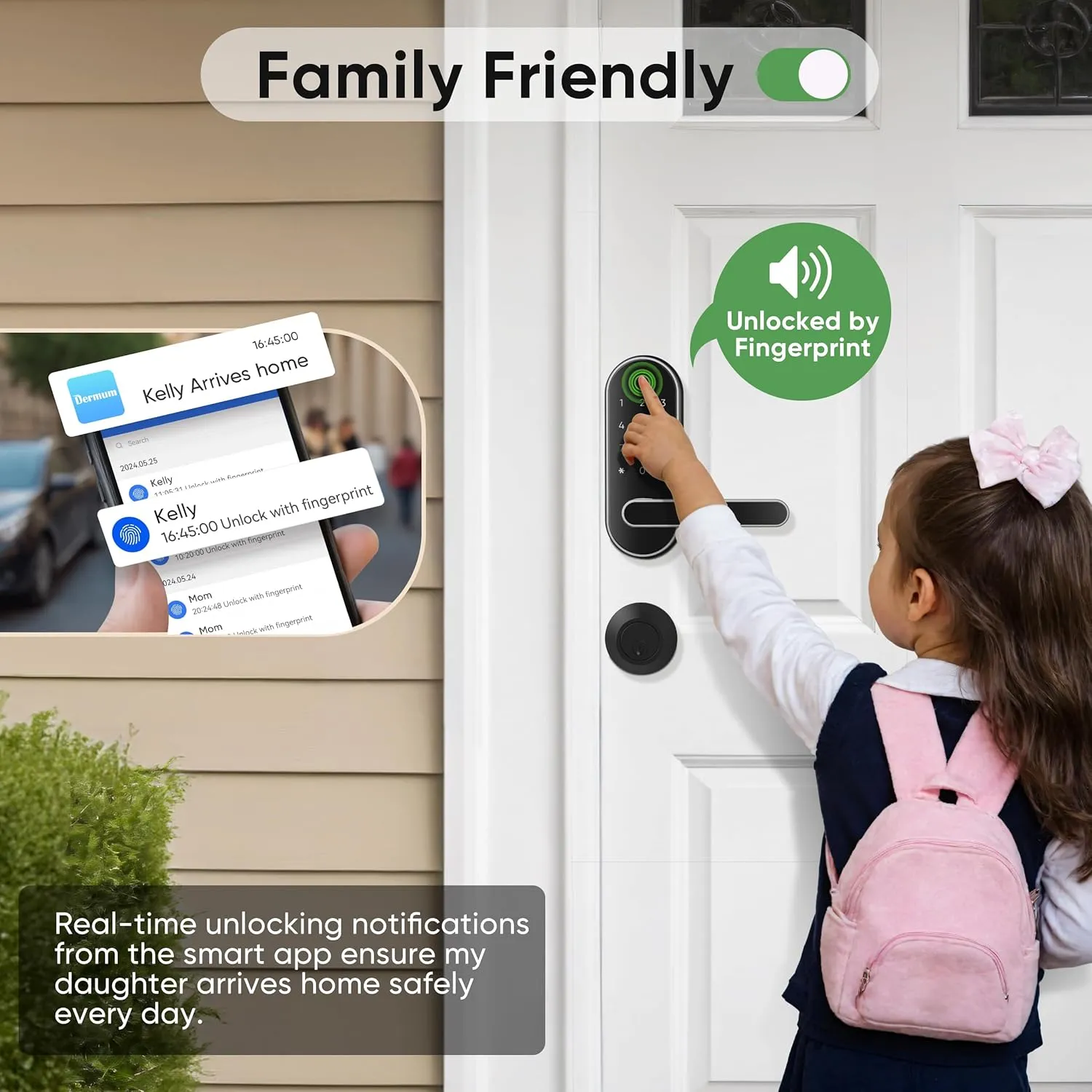 Keyless-Entry Fingerprint Digital Smart Lock: Electronic Door Lock with Code Passcode, Electric Door Knob, Biometric Door Handle (Silver)