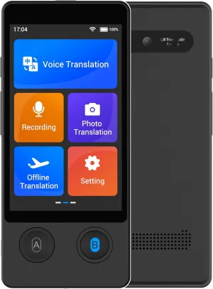 Language Translator Device 144 Languages and Accents with 3.7 inch Touchscreen [Latest Generation Smart Translator-W12] AI Image Translator Device Portable Two-Way Voice Translator W12 Black