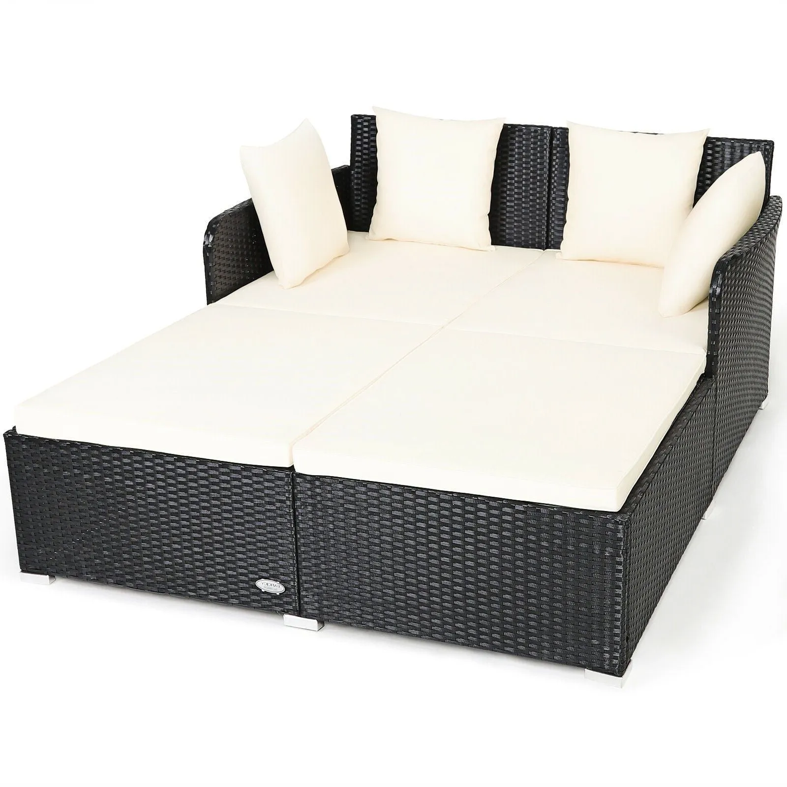 Large Modern Outdoor Patio Furniture Cushioned Daybed with Pillows