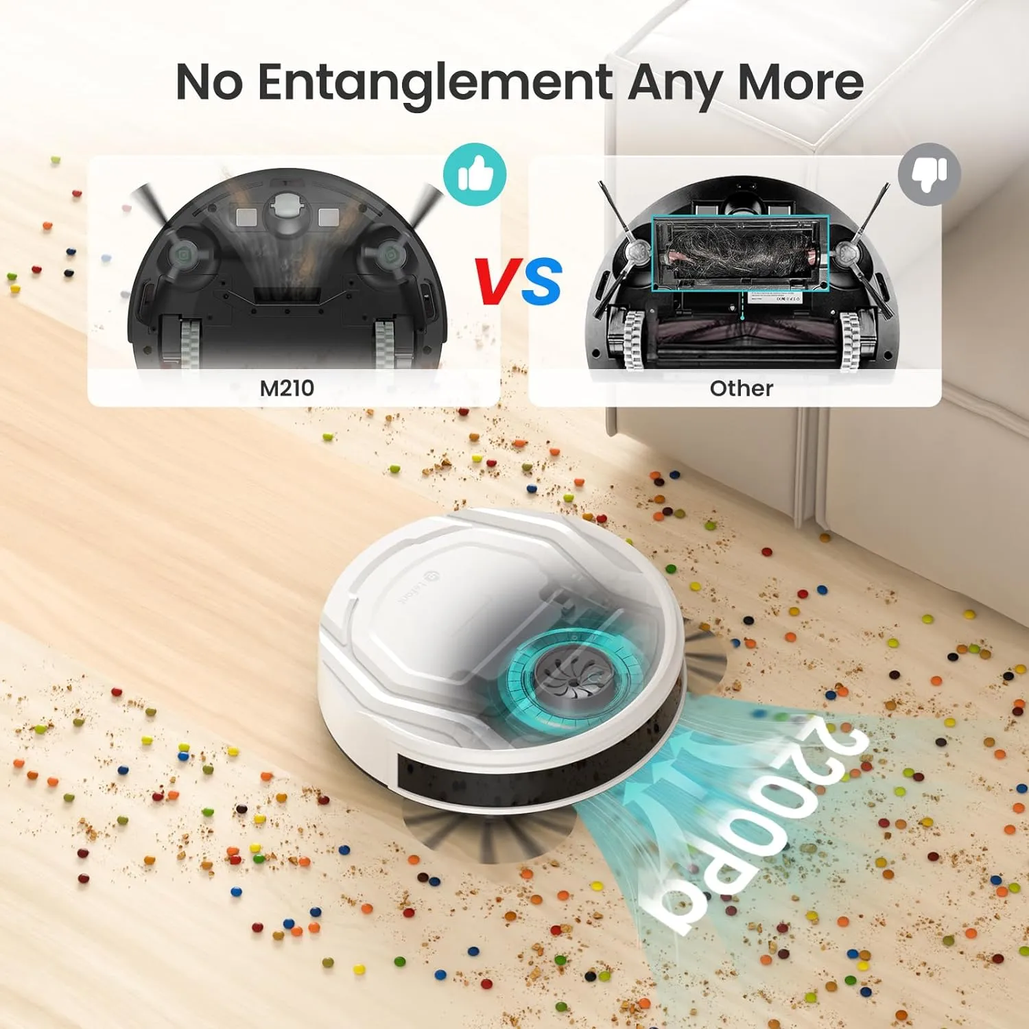 Lefant M210 Pro Robot Vacuum with Remote Control, 2200Pa Strong Suction, 120 Mins Runtime, Automatic Self-Charging Robotic Vacuum Cleaner, Slim, Quiet, WiFi/App/Alexa, Ideal for Pet