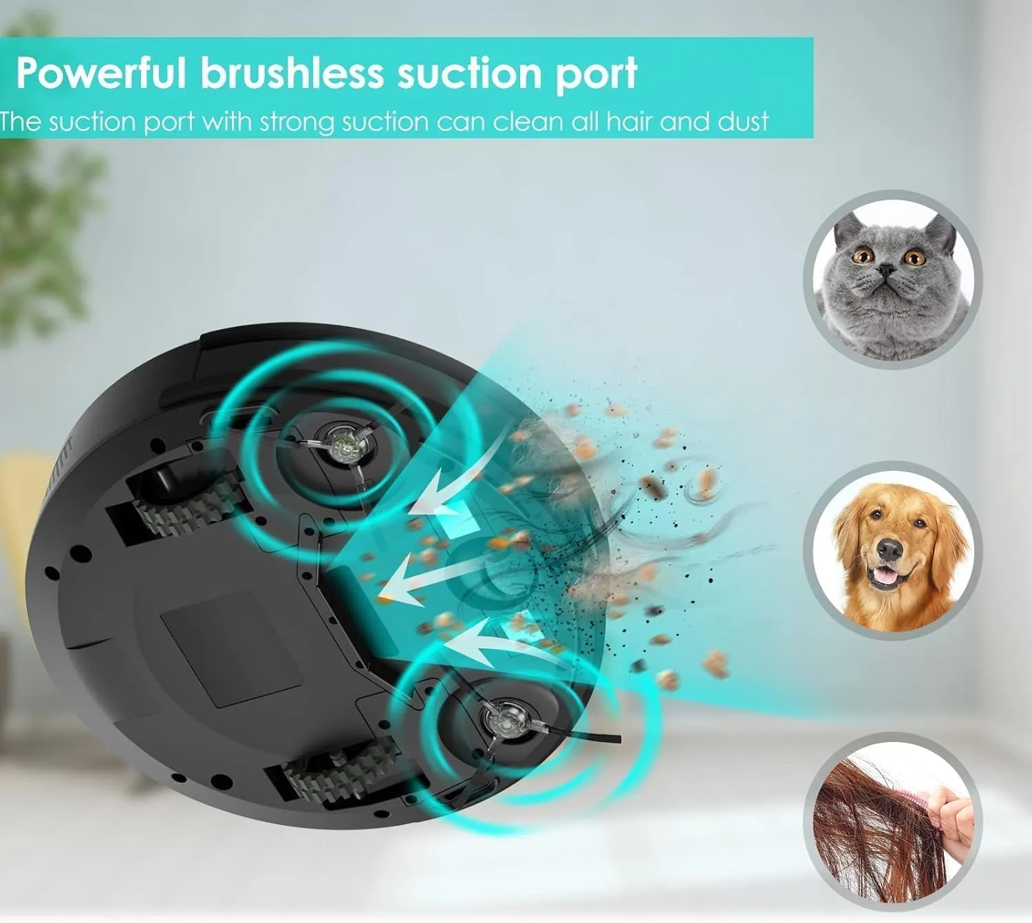 Lefant M210 Robot Vacuum Cleaner, 120-Min Runtime, Compact Design, Powerful Suction, Low Noise, Wi-Fi/App/Voice Control, Self-Charging, Scheduled Cleaning, Ideal for Pet Hair and Hard Floors, Black