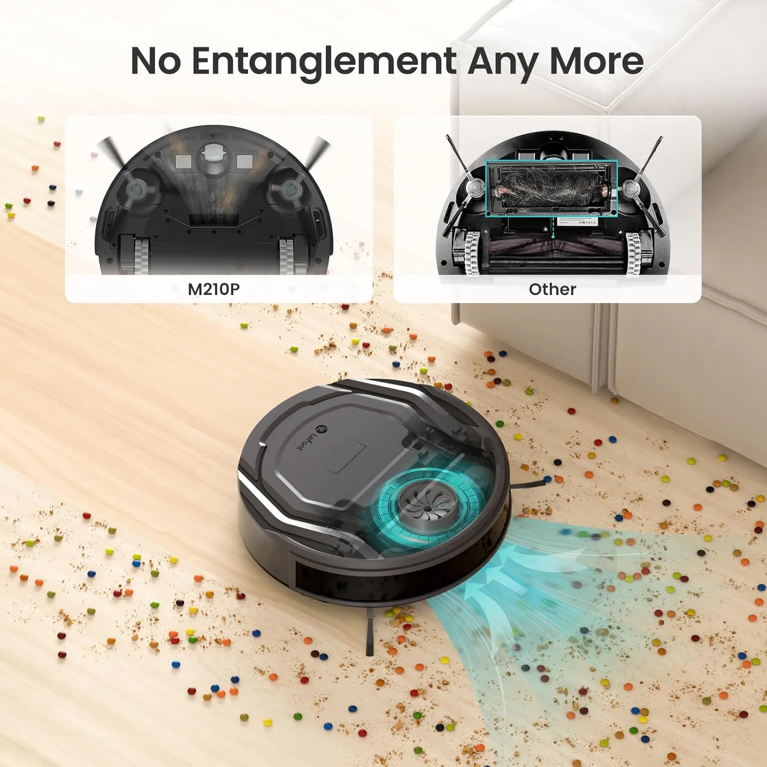 Lefant M210Pro Robot Vacuum Cleaner,Strong Suction,120 Mins Run Time,Wi-Fi Connected,Scheduled Cleaning,Compatible with Alexa,Slim Self-Charging Robotic Vacuum Cleaner for Home,Pet Hair,Hard Floors