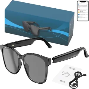 Lenskey Ai Translation Glasses, 144 Language Real-Time Translation Smart Glasses, with Bluetooth Anti-Blue Light Conference simultaneous Interpretation with Bluetooth for Men & Women (Black)