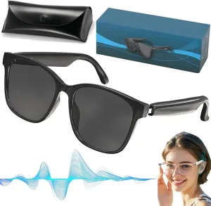 Lenskey AI Translation Glasses, Real-Time Language Translation Glasses AI, Smart Translation Wireless Bluetooth Glasses in 144 Languages for Men Women, Anti-Blue Light/UV400 Lenses (Black)