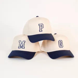 Letter Two-Tone Hat (Natural   Navy)