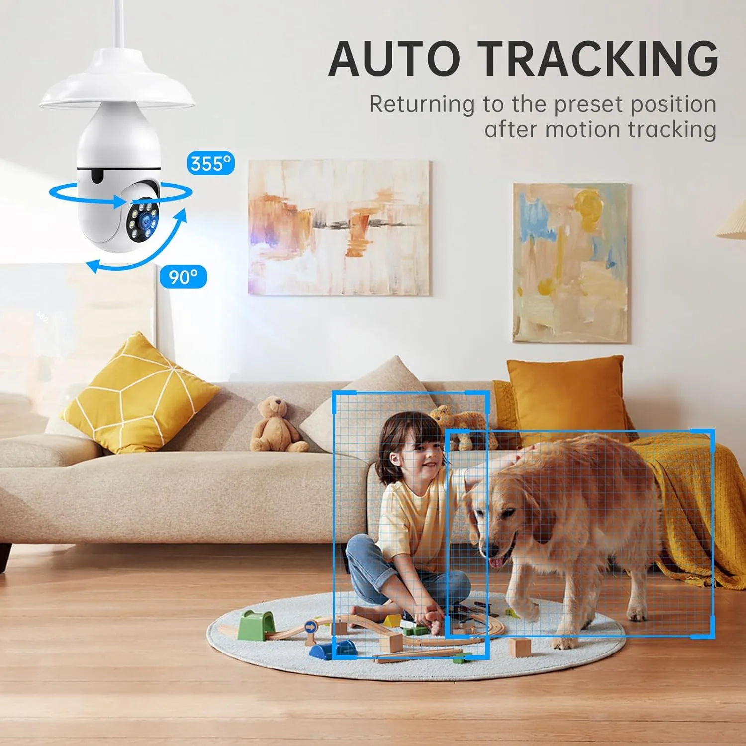 Light Bulb Security Camera 2 Packs, 5G&2.4GHz 2K Security Cameras Wireless Outdoor 360 PTZ Cameras for Home Security with Color Night Vision, 2 Way Talk, AI Human Detection, Screw in Light Socket