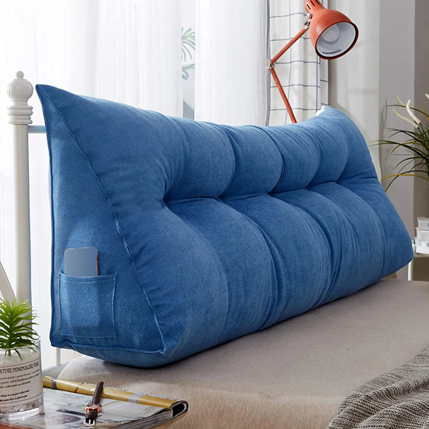 Luxury Triangular Wedge Pillow Bolster Bed Headboard for Relaxation