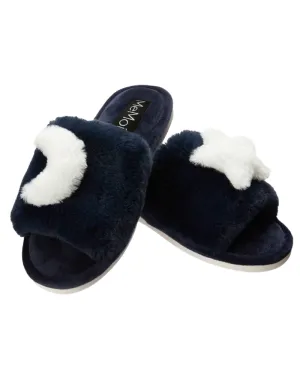 Me Moi Star & Moon Midnight Blue Plush Slipper