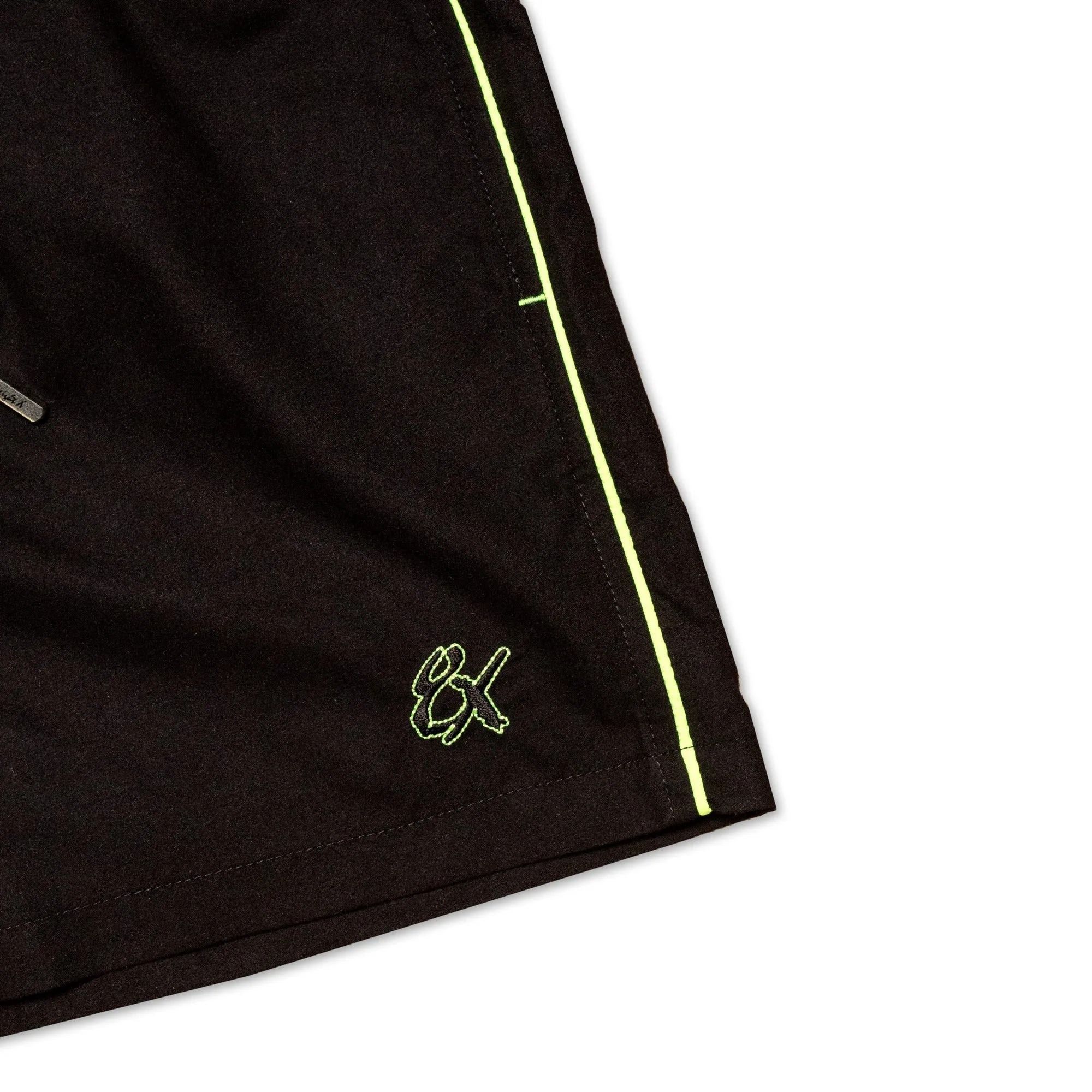 Men's Black Swim Trunks With Neon Yellow Trim