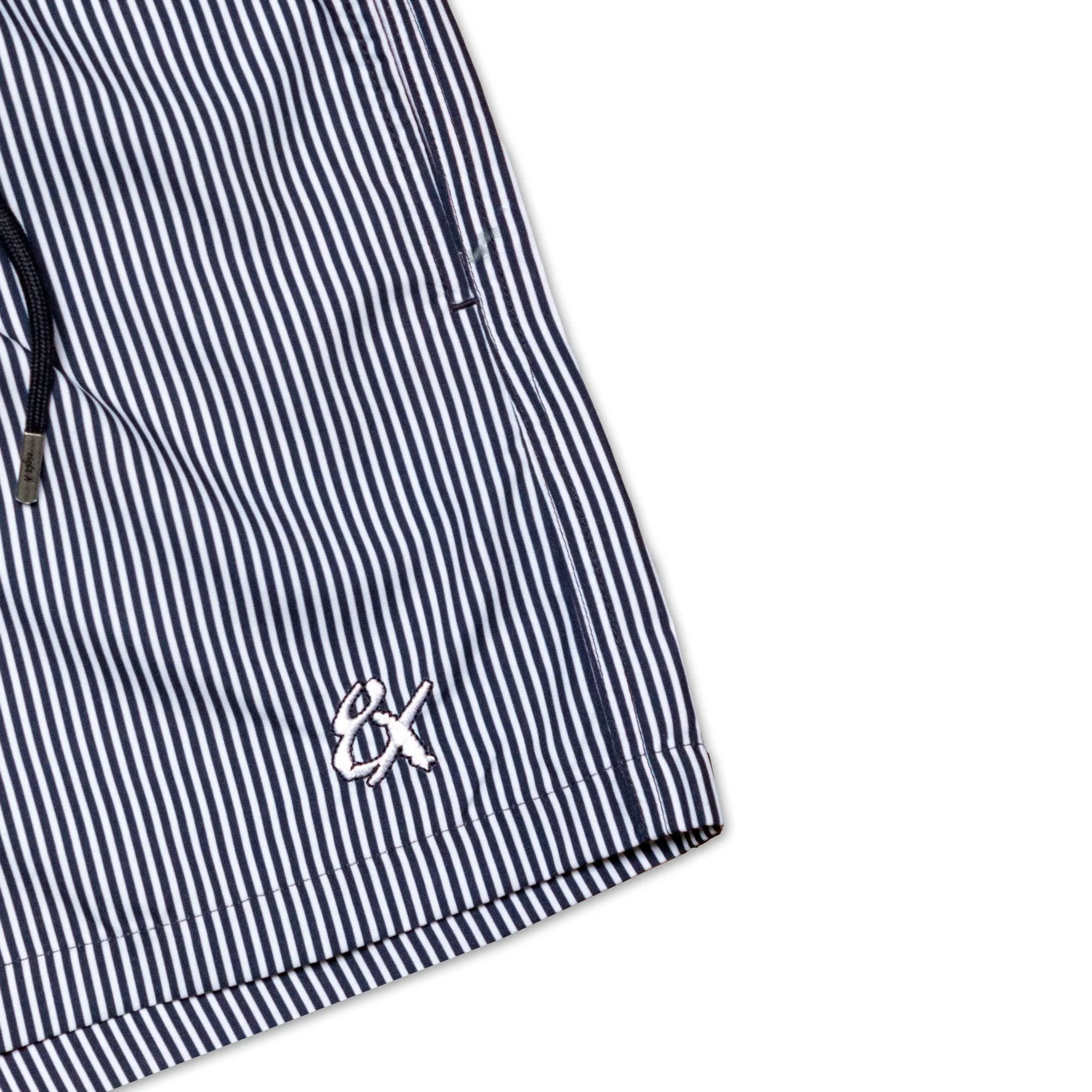 Men's Striped Slim Fit Swim Trunks - Navy