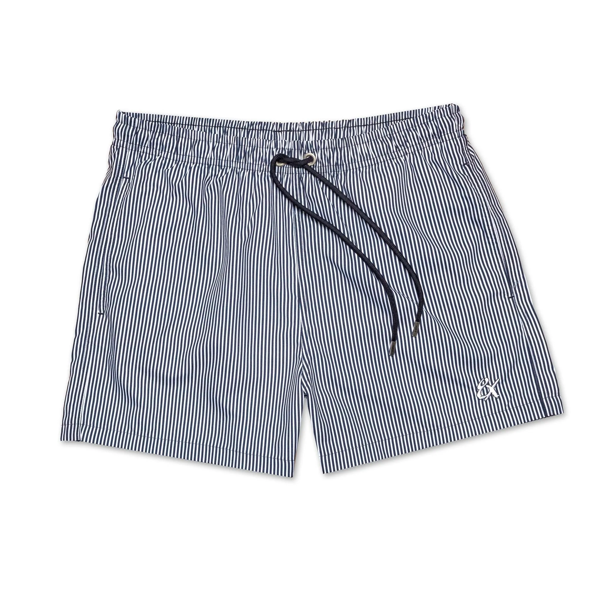 Men's Striped Slim Fit Swim Trunks - Navy