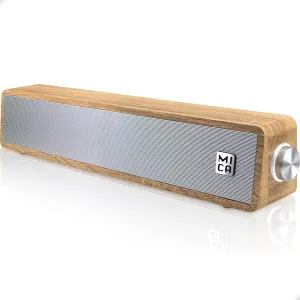 MICA Bluetooth Computer Speakers, Angled Wooden Computer Sound Bar, 3.5mm Aux-in Connection, Wired USB Powered PC Speakers for Desktop Monitor, Laptop, Tablet - Yellow (M30T)