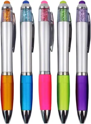 MiSiBao Stylus Pens for Touch Screens, Medium Point Pens with Crystals for Women and Kids Black Ink Pen with Stylus Ballpoint Pens with Comfort Grip for The Ipad5 Count 3 Refills