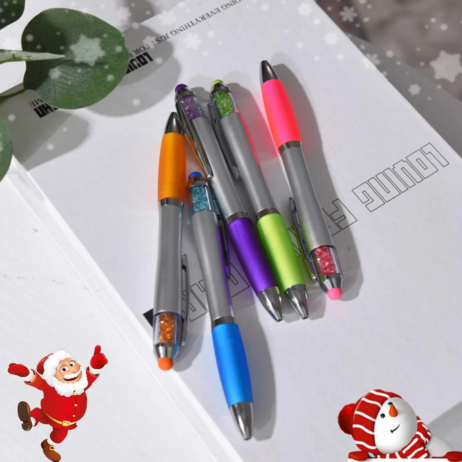 MiSiBao Stylus Pens for Touch Screens, Medium Point Pens with Crystals for Women and Kids Black Ink Pen with Stylus Ballpoint Pens with Comfort Grip for The Ipad5 Count 3 Refills