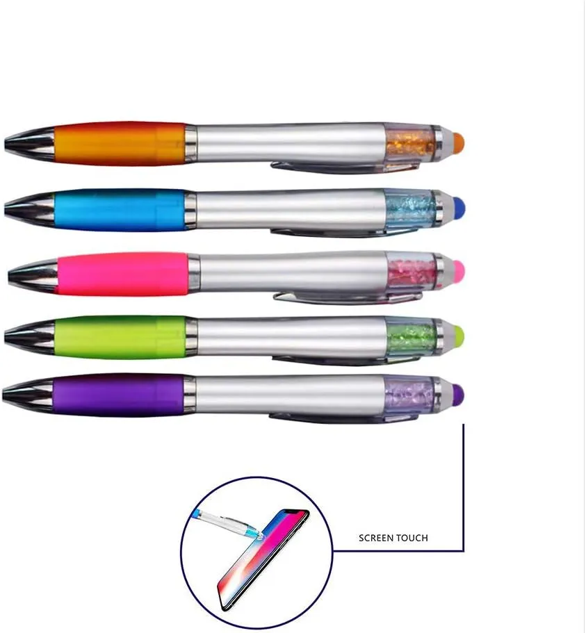 MiSiBao Stylus Pens for Touch Screens, Medium Point Pens with Crystals for Women and Kids Black Ink Pen with Stylus Ballpoint Pens with Comfort Grip for The Ipad5 Count 3 Refills