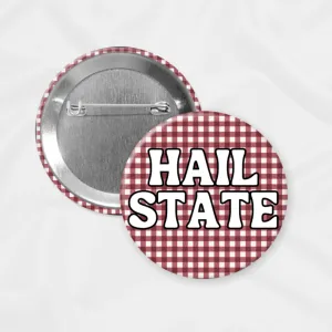 Mississippi State Game Day Pin Button, Gingham Hail State