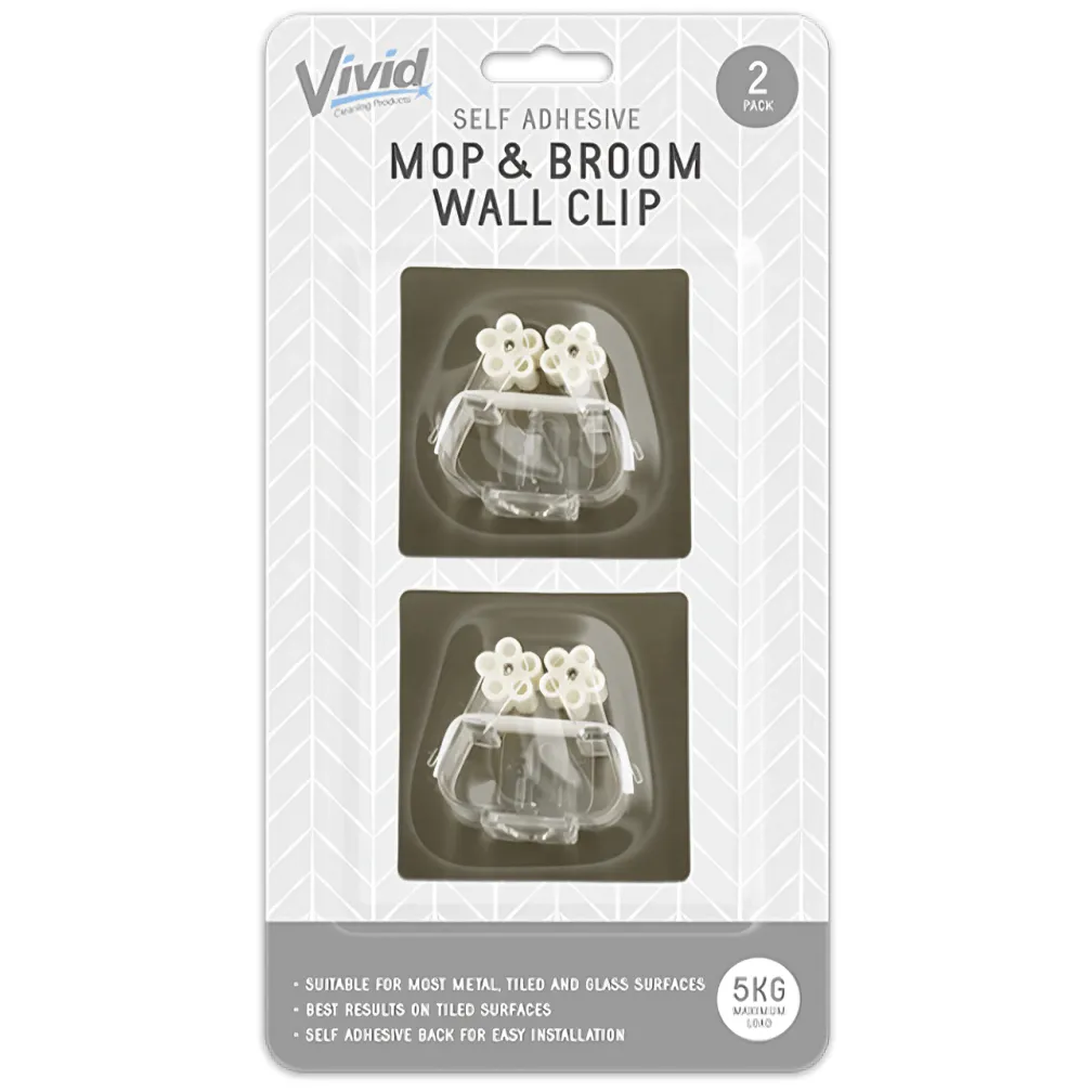 Mop & Broom Wall Clip, 2 Pack