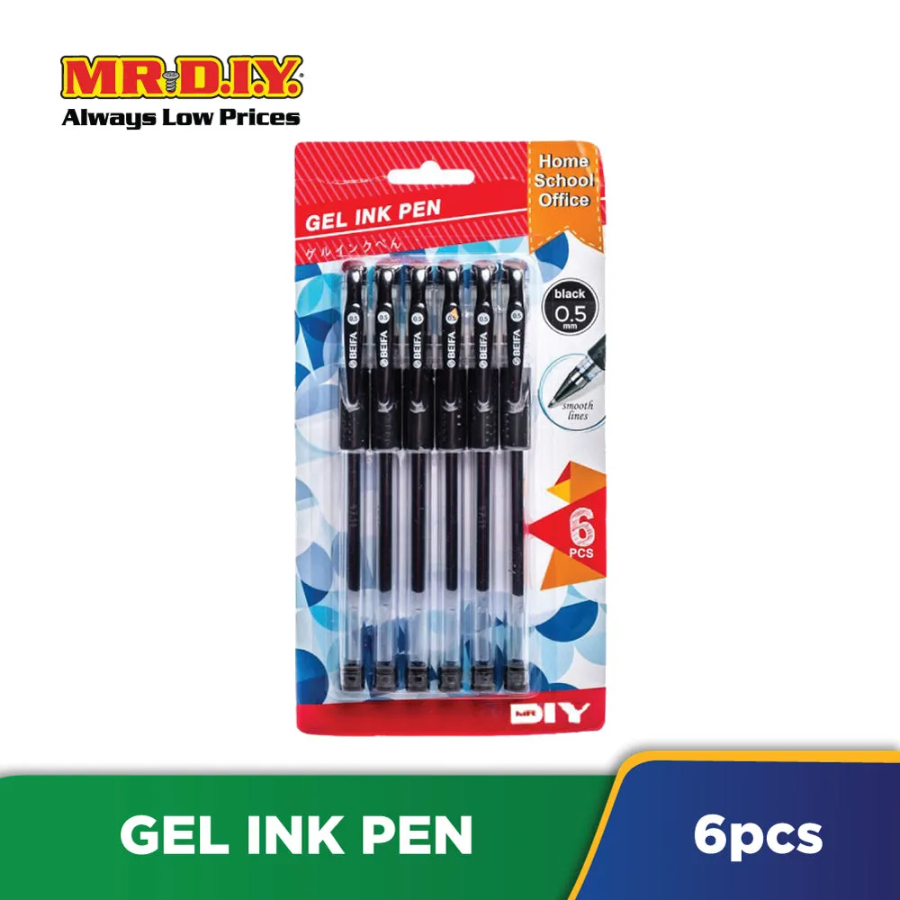 (MR.DIY) Beifa Gel Ink Pen 0.5mm Black (6pcs)