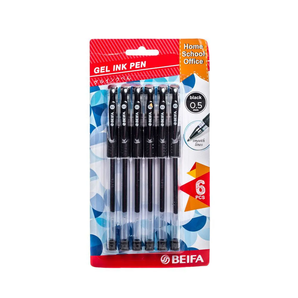 (MR.DIY) Beifa Gel Ink Pen 0.5mm Black (6pcs)