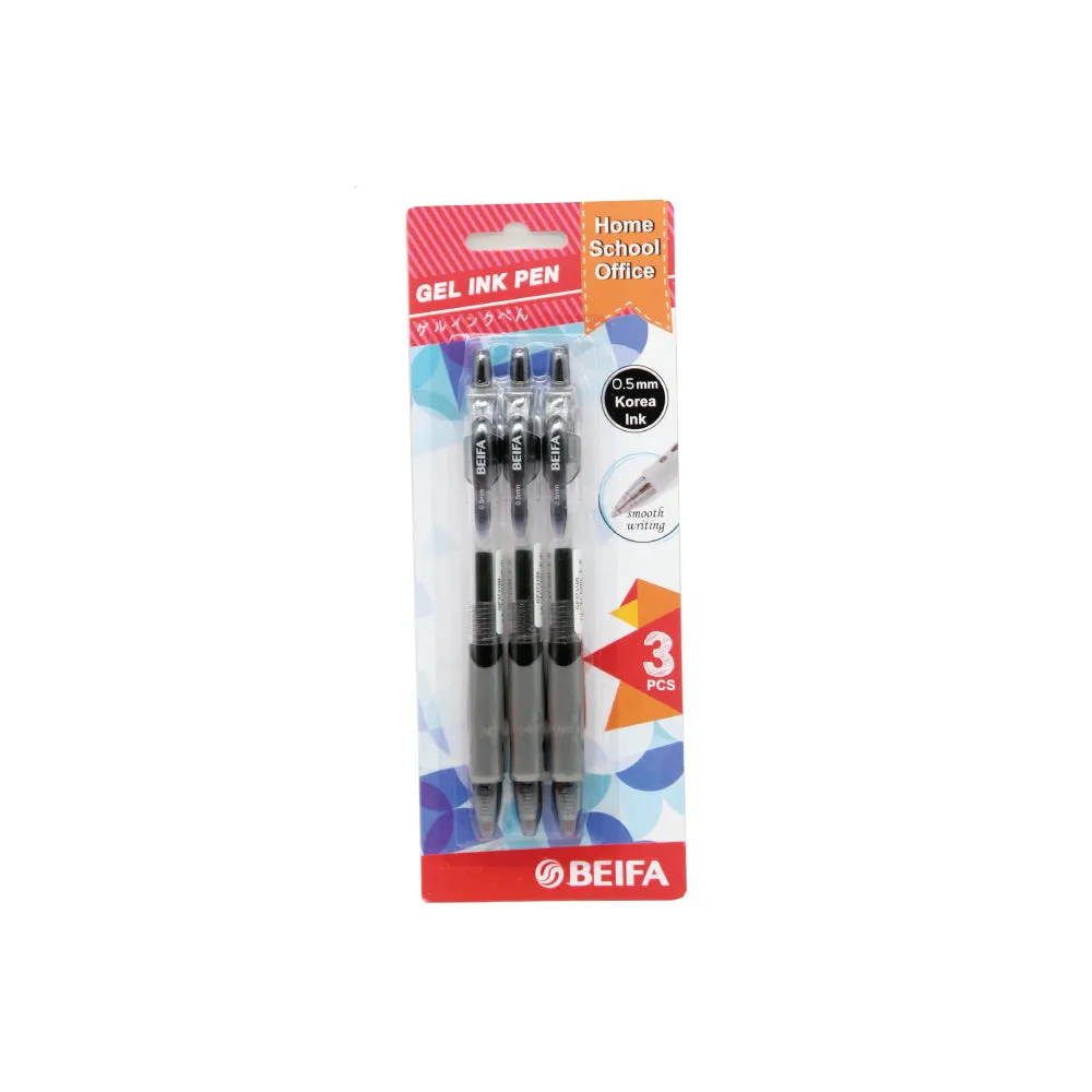 (MR.DIY) Beifa Home School Ofiice Gel Pen 0.05mm Black (3pcs)