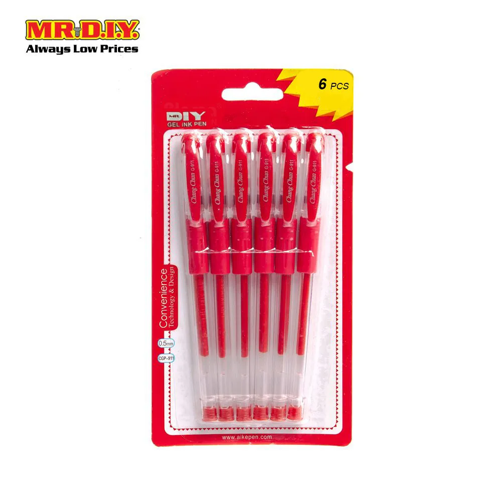 (MR.DIY) Black Gel Ink Pen 0.5mm (6 Pcs)