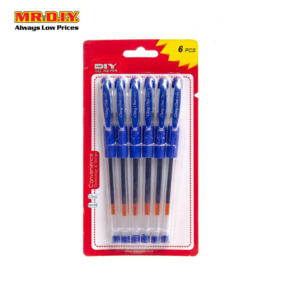 (MR.DIY) Black Gel Ink Pen 0.5mm (6 Pcs)