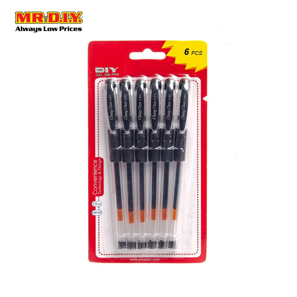 (MR.DIY) Black Gel Ink Pen 0.5mm (6 Pcs)